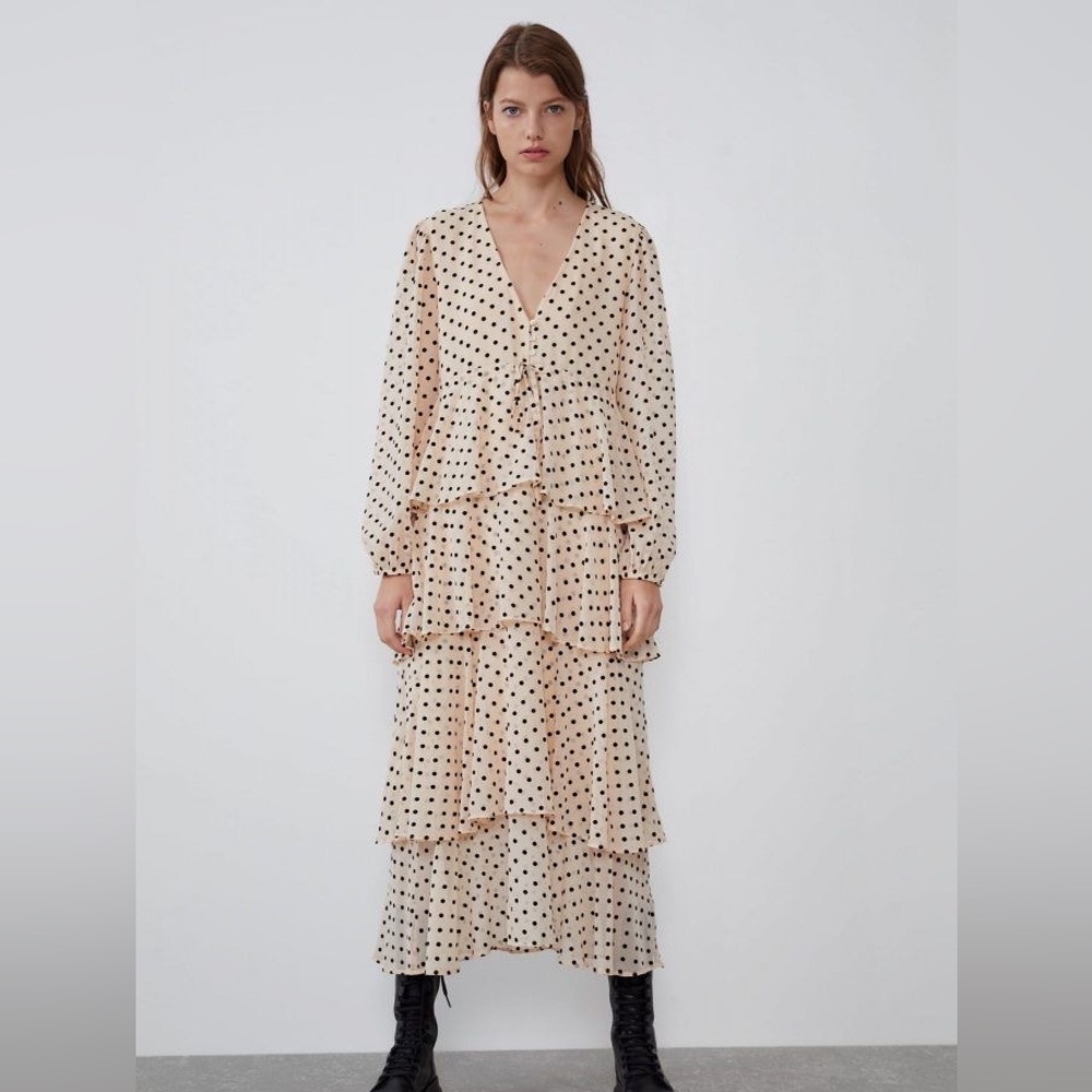 Zara Polka Dot Tiered Dress - Picture 5 of 9